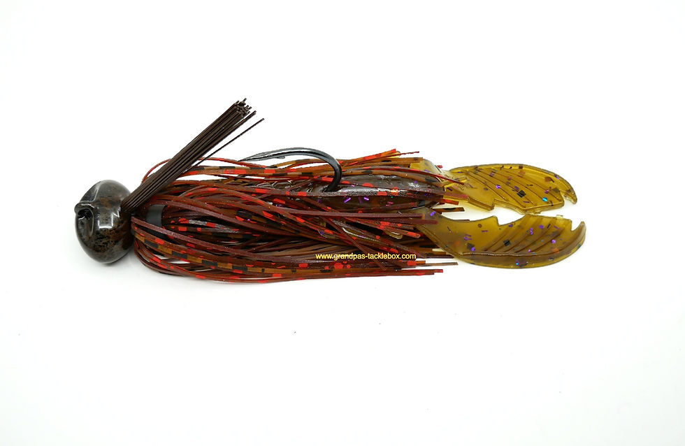 Thumbnail: Brown Back Craw - Skirted Weedless Flat Bottom Football Jig with Trailer