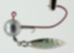 Side view of Bare Lead - Ball Head Underspin Jig with Red Sickle Hook, with wire