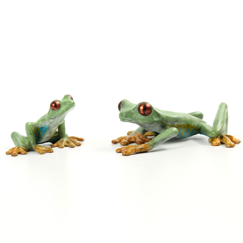 Thumbnail: Red Eyed Tree Frog Bronze Sculpture - Male and Female | Geckoman Art UK