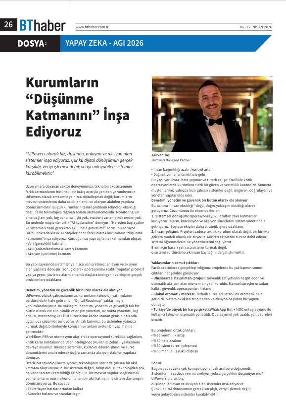 BThaber’de Yayımlandı: Kurumların Düşünme Katmanını İnşa Ediyoruz