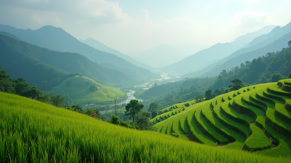 Vue panoramique sur les rizières en terrasses du nord Vietnam