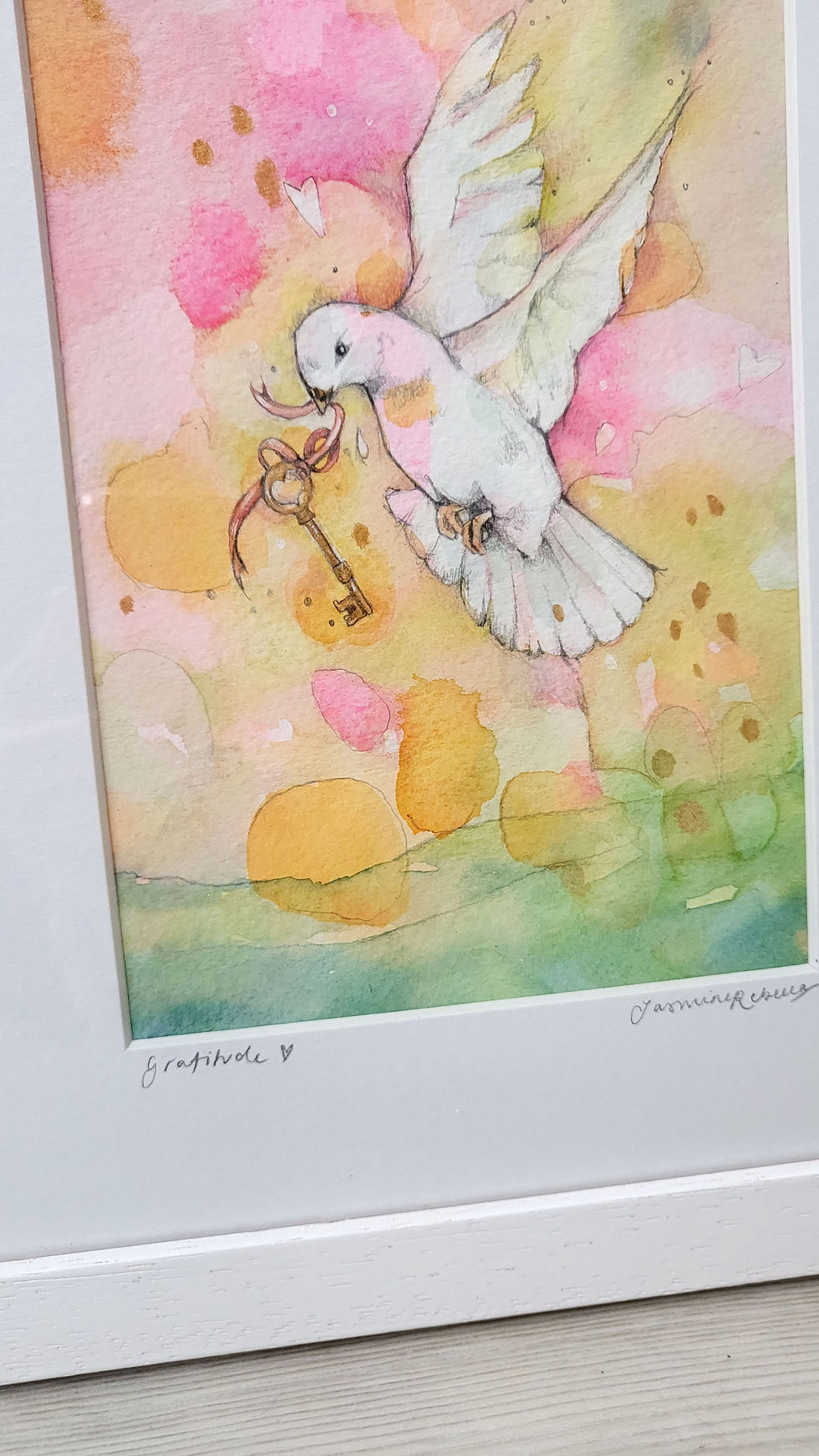 Thumbnail: Gratitude Dove original framed watercolour