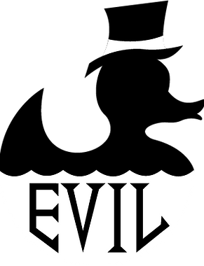 Duck floating on water with EVIL in the water