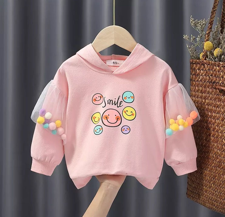 Thumbnail: Pom Pom puff sleeve hoodie 