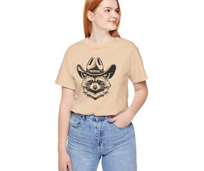 Animal t-shirt and cowboy hat.