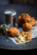 Jalapeño Mac and Cheese Balls (4) w/Vegan Spicy Cheese Sauce
