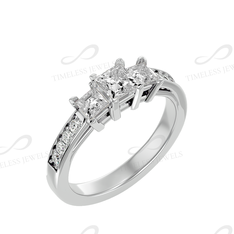 Thumbnail: TJ Noelle Diamond Three Stone Ring