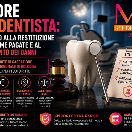 ERRORE DEL DENTISTA: QUANDO PUOI OTTENERE LA RESTITUZIONE DELLE SOMME PAGATE E IL RISARCIMENTO DEI DANNI
