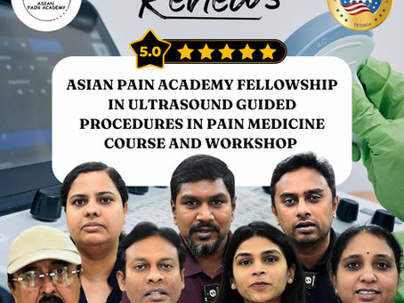 Hands-on ultrasound-guided pain medicine workshop at Asian Pain Academy, where participants practice interventional techniques under expert supervision, focusing on anatomy, imaging precision, and real-time procedural training.