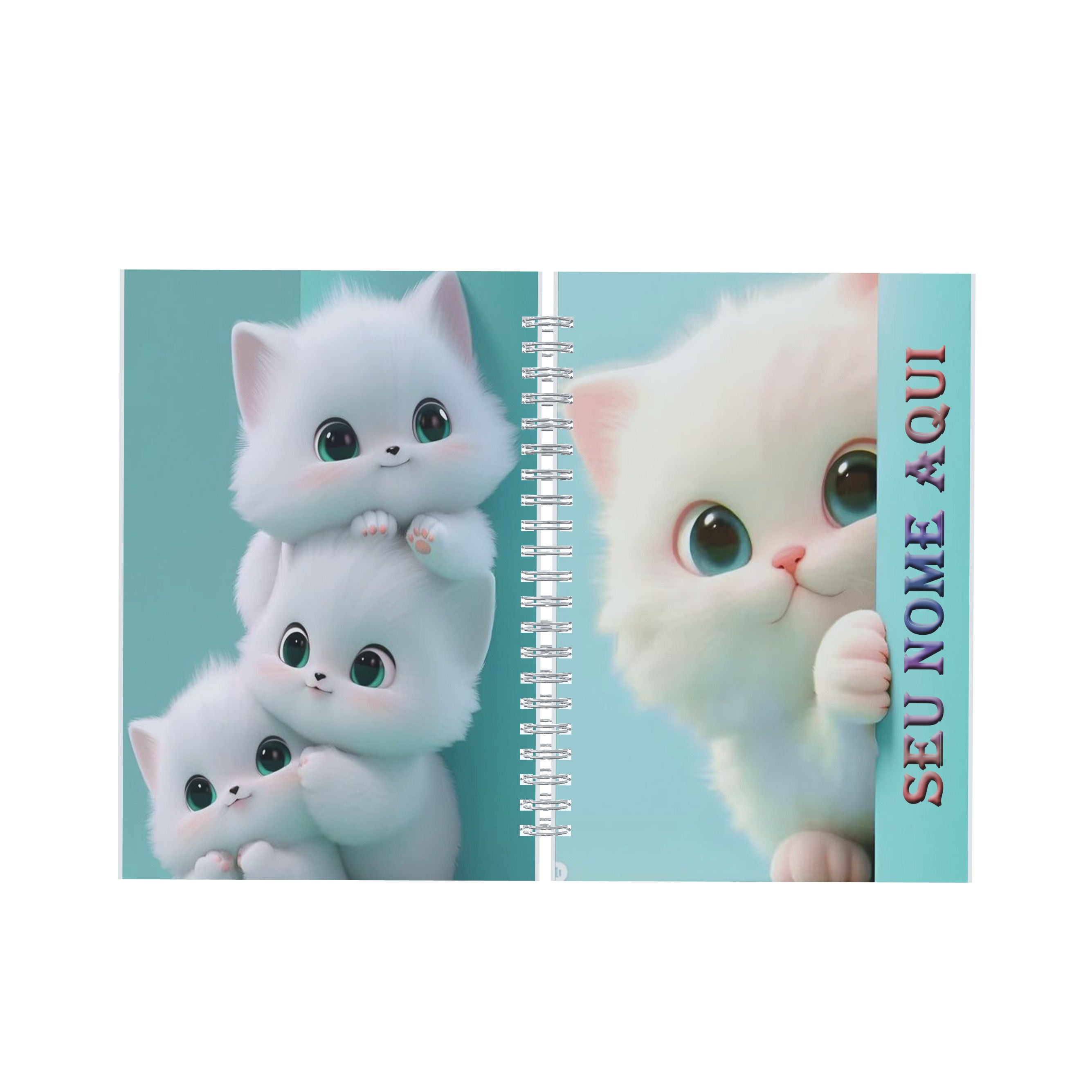 Agenda - Permanente Capa dura em PET - Gatinhos Brancos