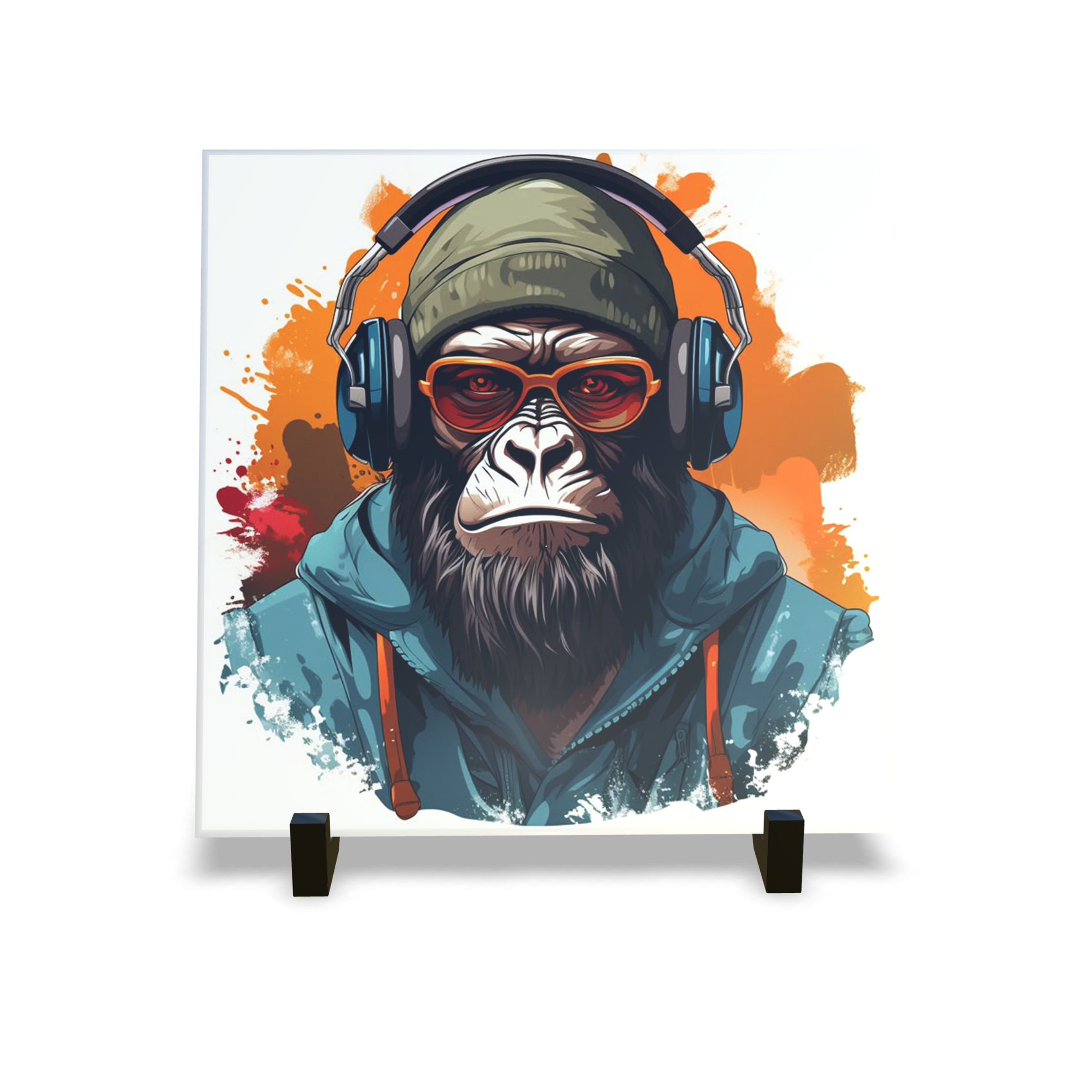 Azulejo de Cerâmica 20x20cm Gorila com Headphone