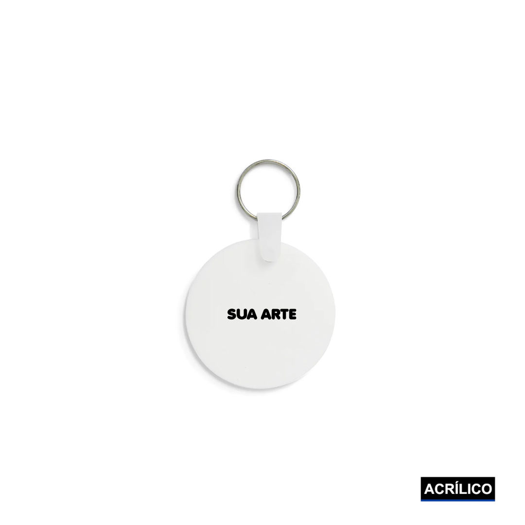 Chaveiro de Acrílico Branco Redondo 5cm - 1 Unidade