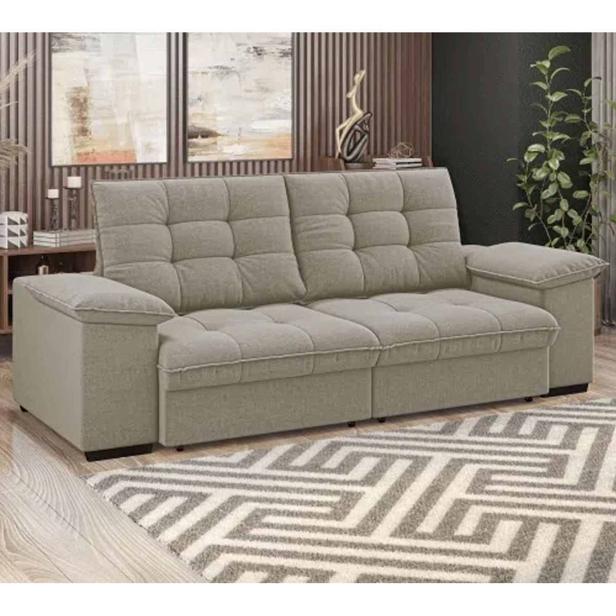 Sofá Munik Retrátil E Reclinável 2 Lugares Veludo 2,00m - Bege