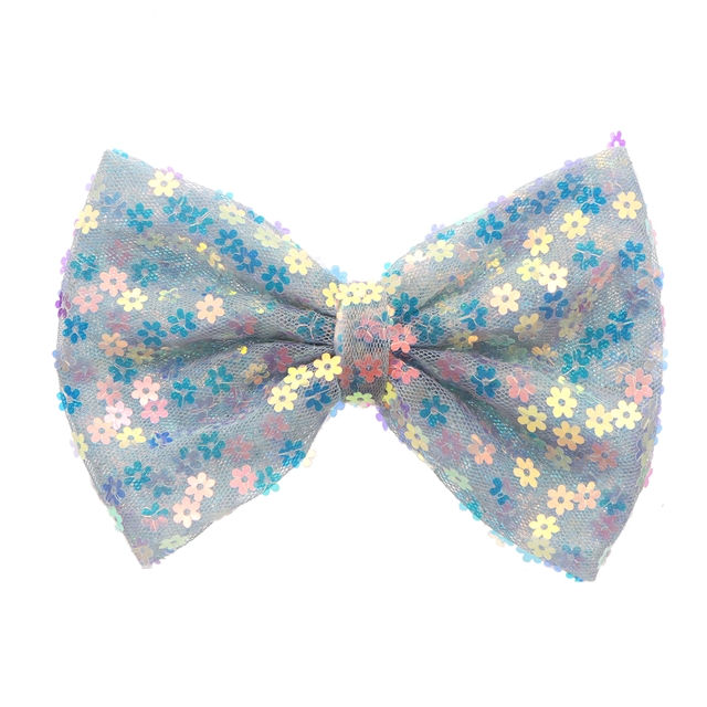 Thumbnail: 5" NEUTRAL COLOR FLOWER SEQUIN BOW  - NO CLIPS - MULTIPLE COLORS