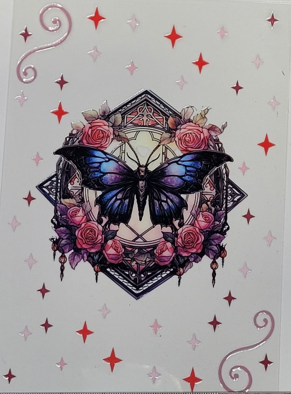 FANCY BUTTERLY WITH ROSES A6 NOTEBOOK WRAP UV-DTF STICKER