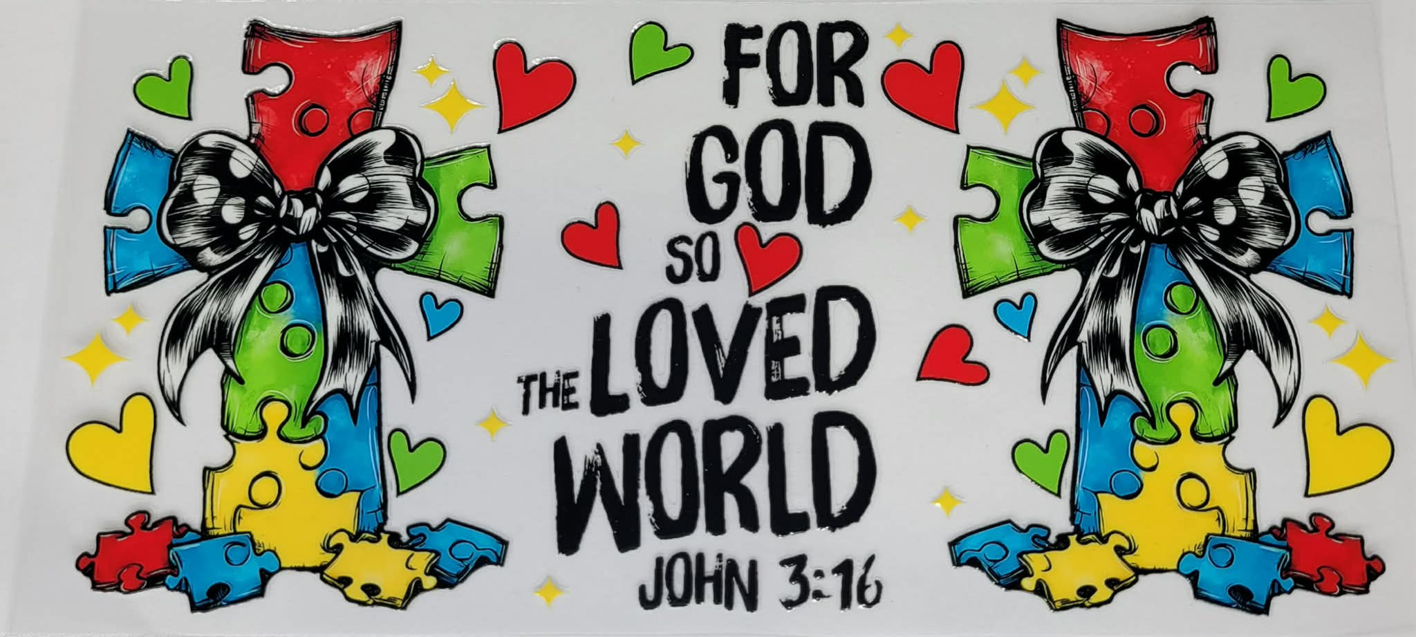 16 OZ AUTISM AWARENESS JOHN 3:16 UV-DTF STICKER