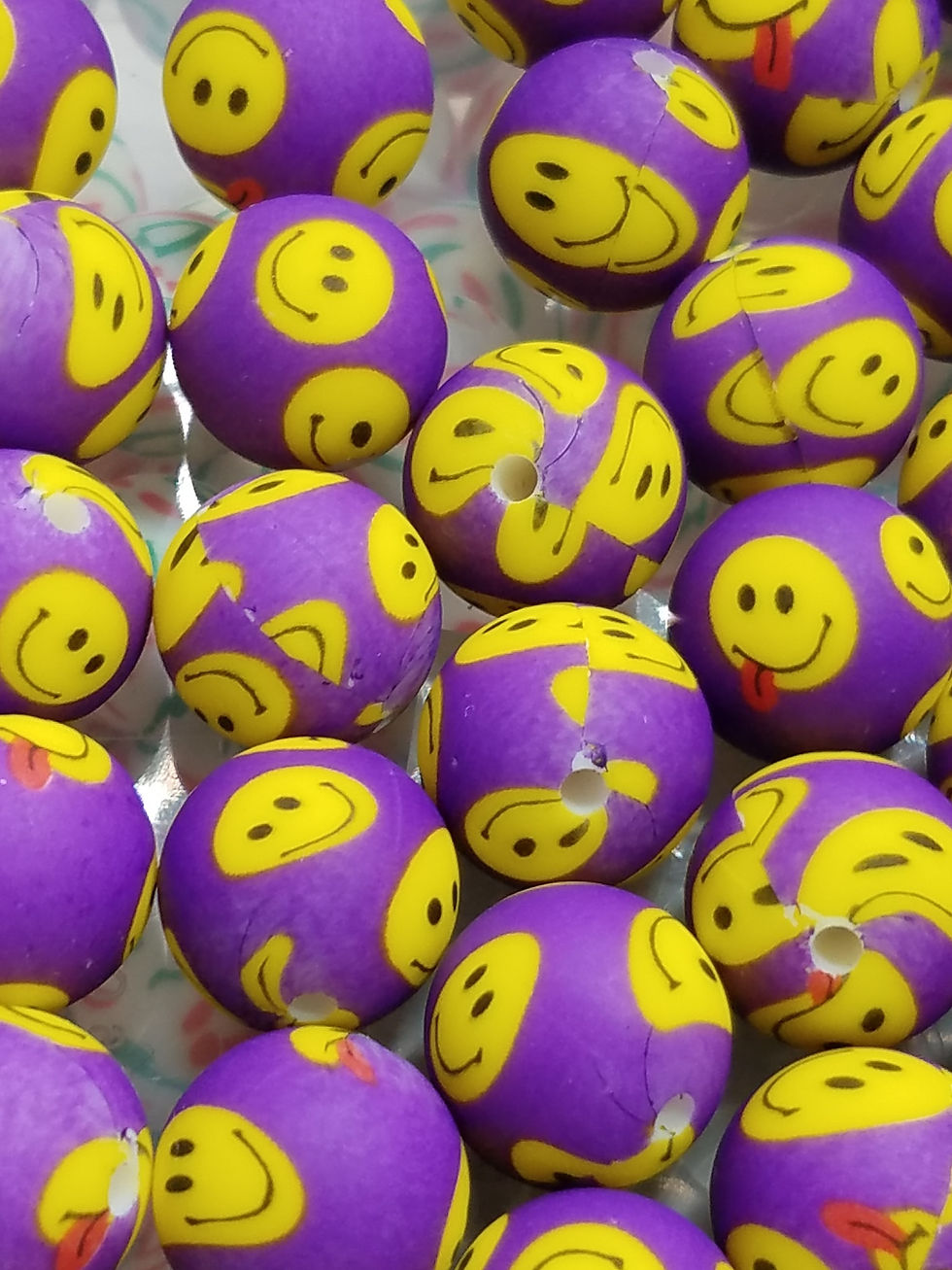 Thumbnail: 15MM PARTY & BRIGHT COLORS PRINTED SILICONE BEADS - SET OF 2 - MULTIPLE STYLES