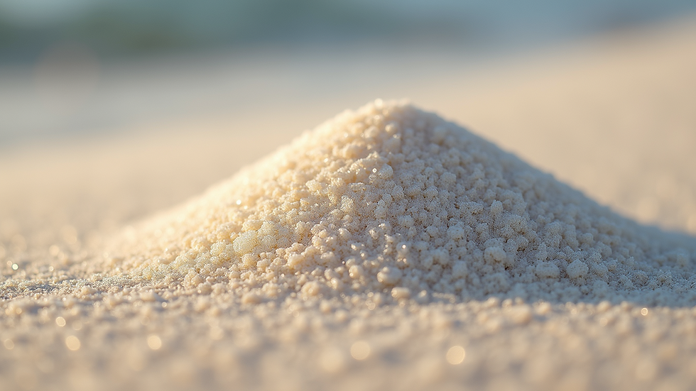 Close-up view of silica sand grains