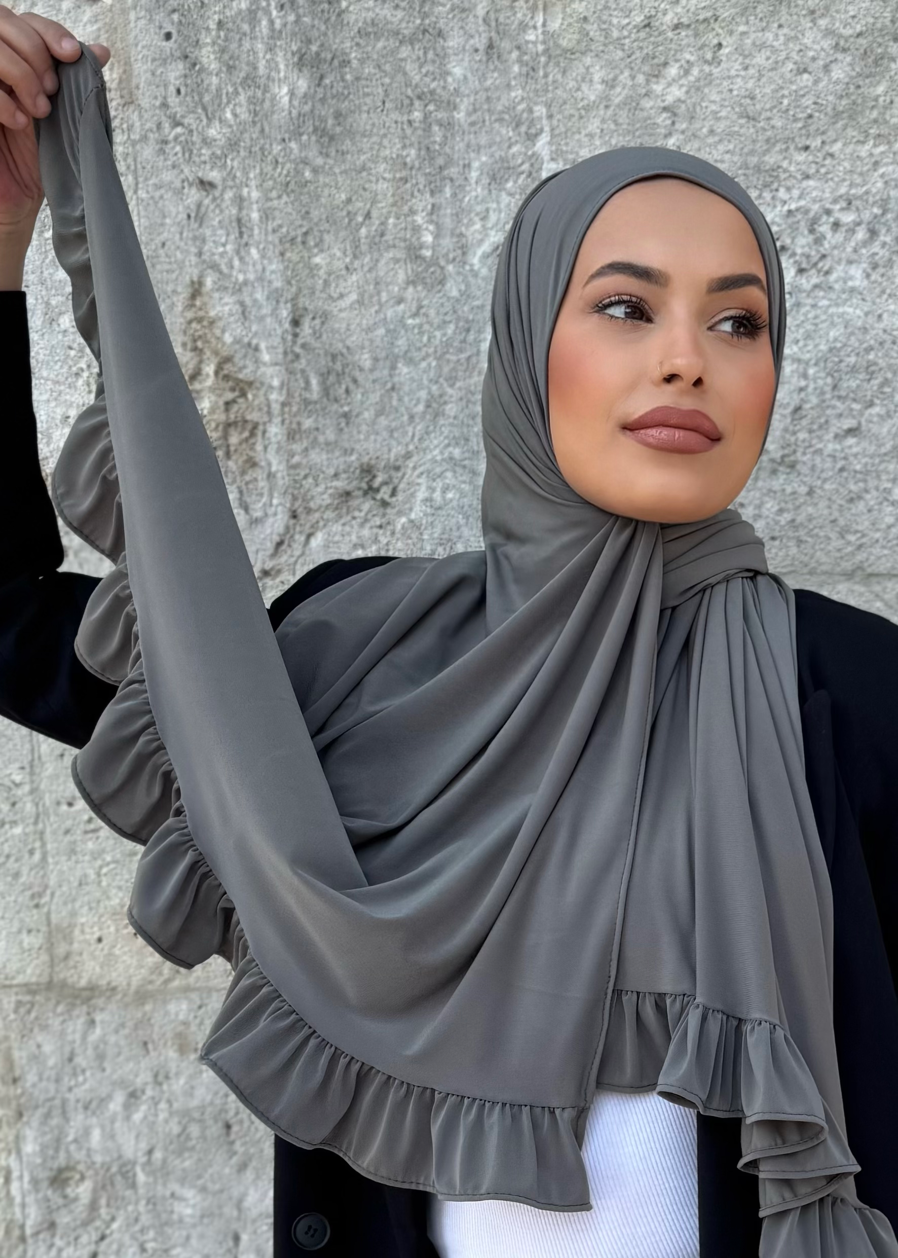 JERSEY PREMIUM NACRÉ À VOLANT - KAKI CLAIR