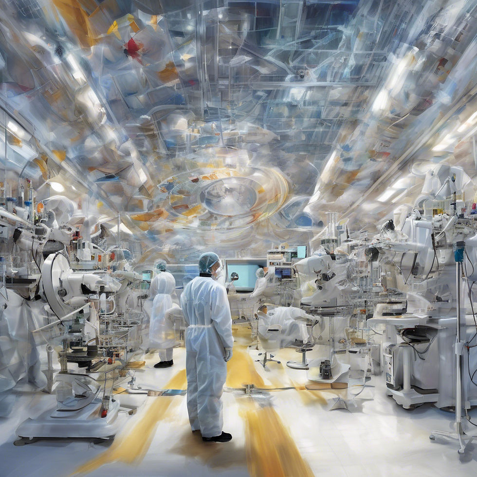 Inside a cutting-edge research facility, scientists clad in protective gear work amidst advanced technology, embodying Spain's forward-thinking investments in science at the Barcelona Supercomputing Center (BSC).