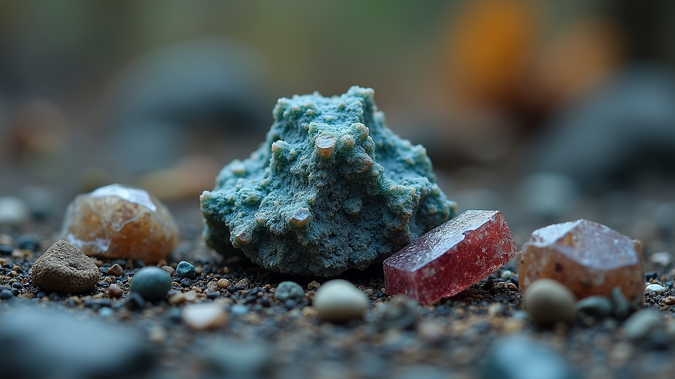 Close-up view of rare earth minerals showcased in a natural setting