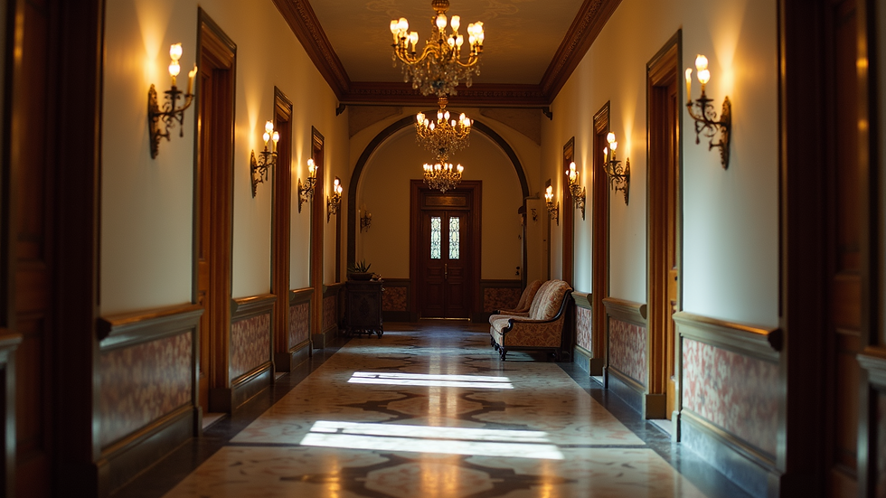 Close-up view of an ornate hallway in the Hotel Boulderado, resonating with echoes of the past