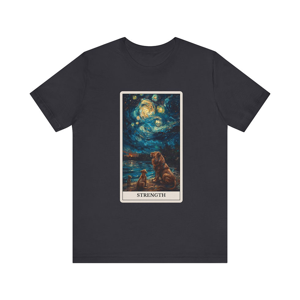 Thumbnail: Strength Tarot Card t-shirt with dogs