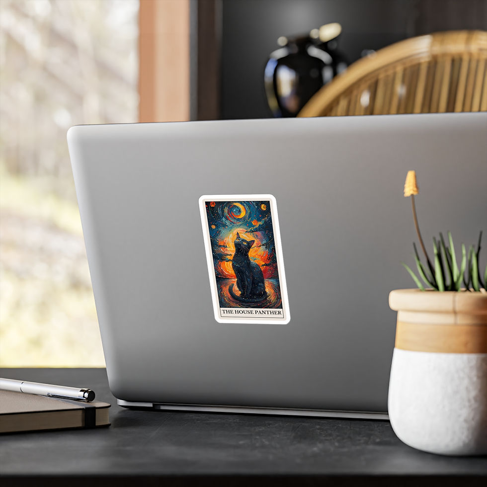 Thumbnail: The house panther tarot card vinyl sticker