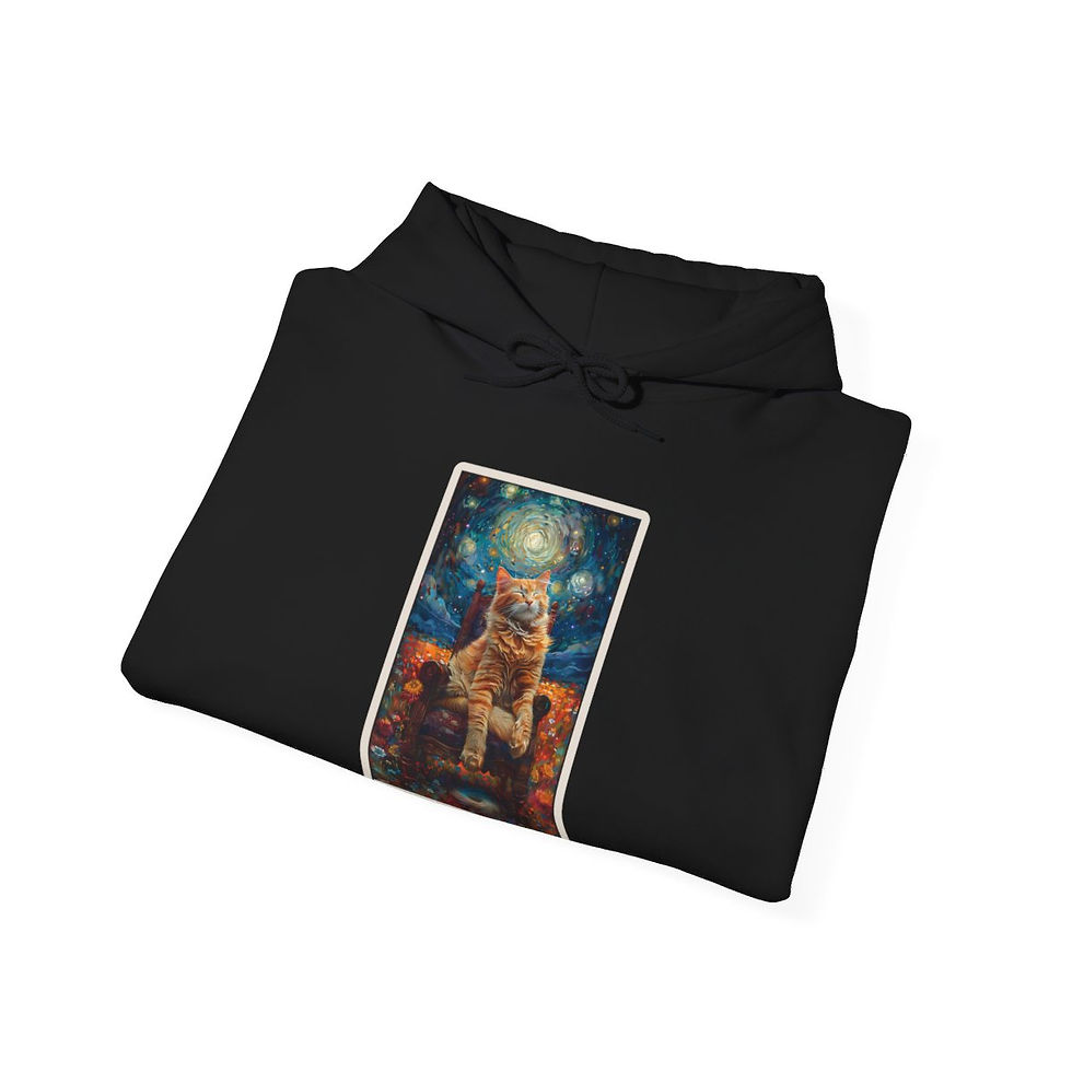 Thumbnail: The Chariot Tarot card with cats hoodie for tarot lovers and cat lovers alike