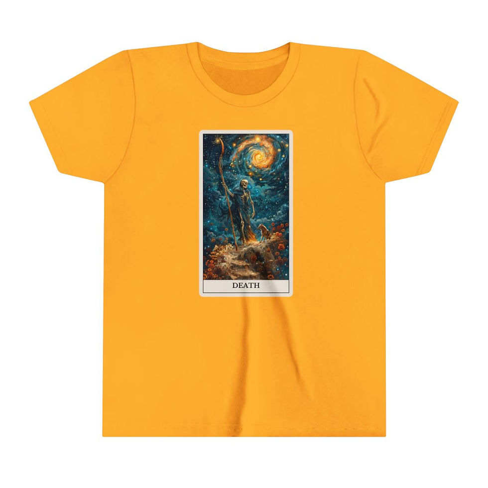 Thumbnail: Death Tarot Card youth t-shirt with dogs