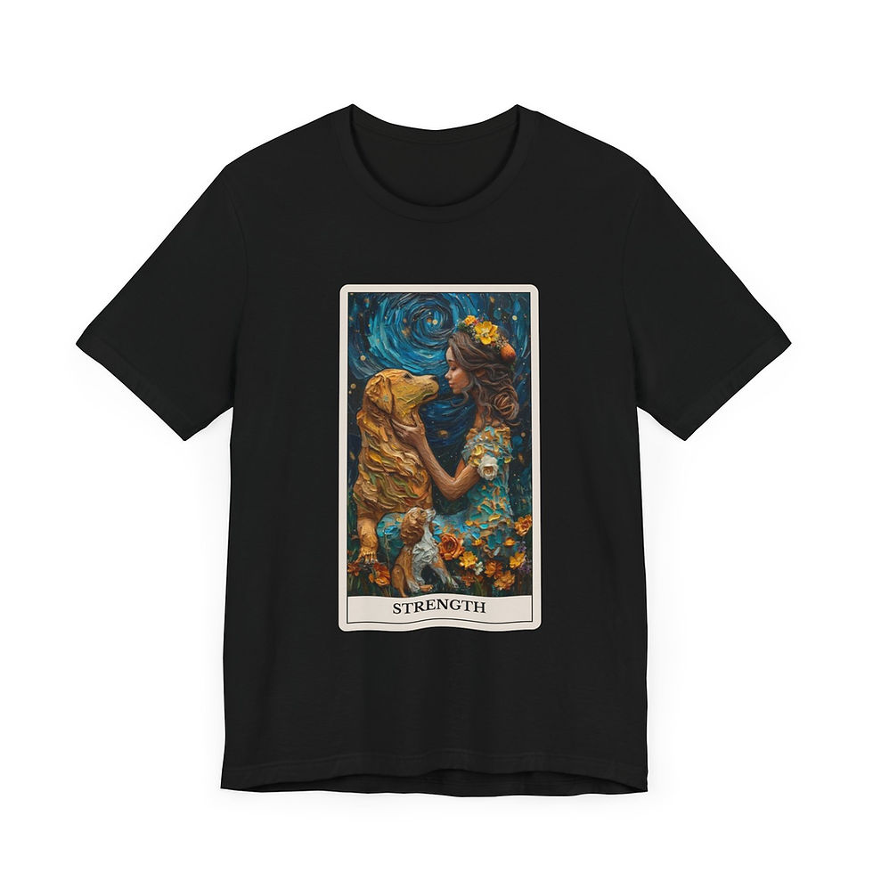 Thumbnail: Strength Tarot Card t-shirt with dogs