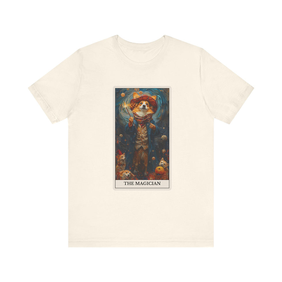 Thumbnail: The Magician Tarot Card t-shirt with dogs