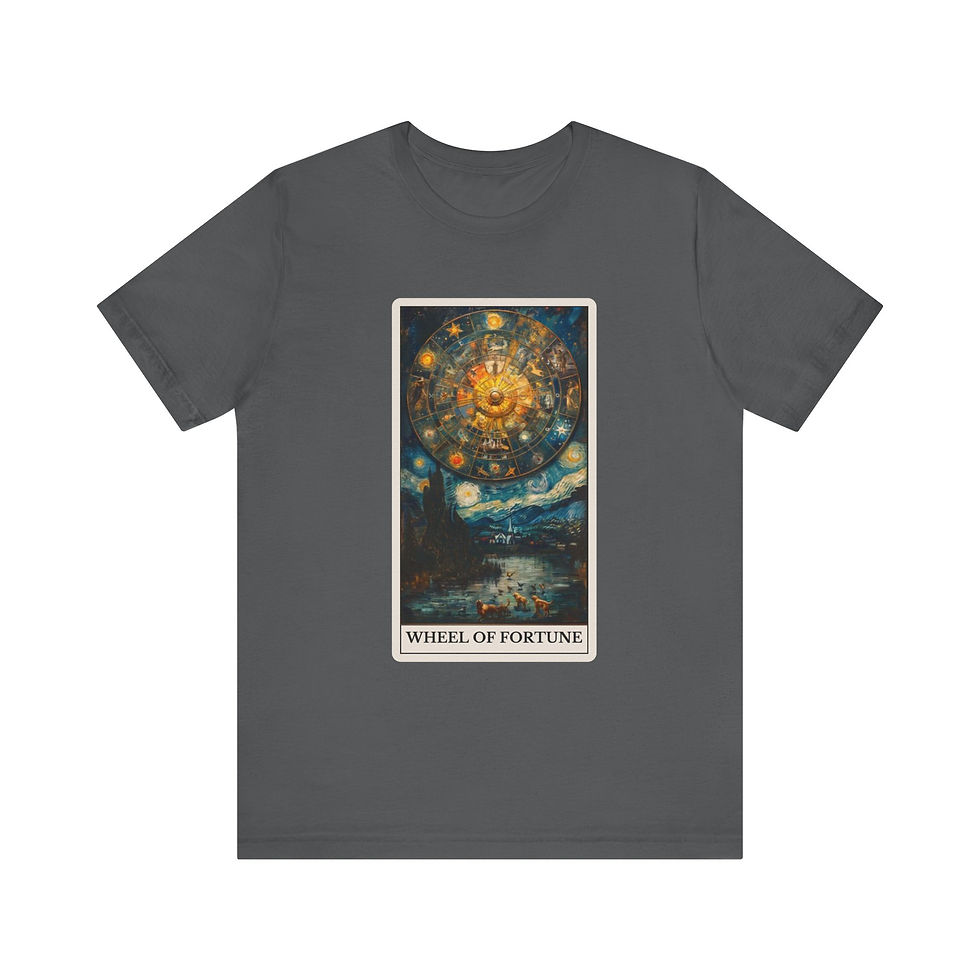 Thumbnail: Wheel of Fortune Tarot Card t-shirt with dogs