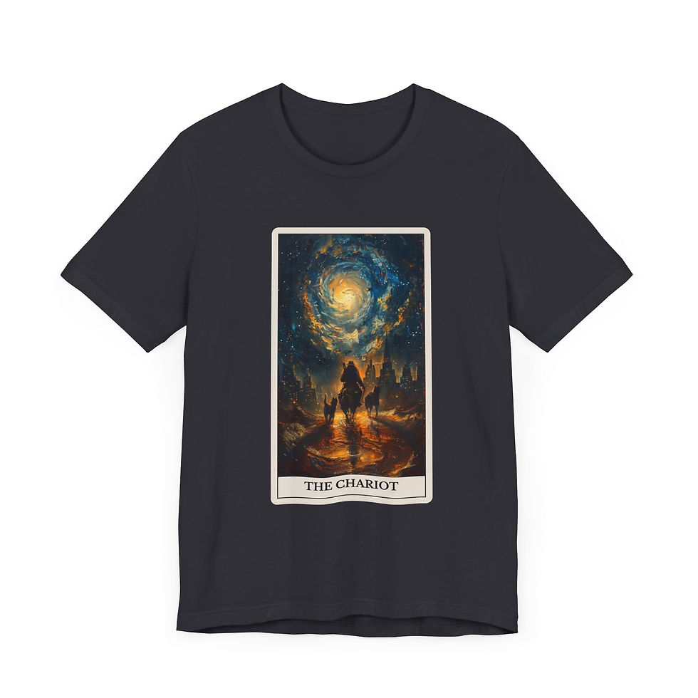 Thumbnail: The Chariot Tarot Card t-shirt with dogs