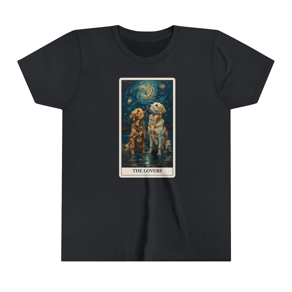 Thumbnail: The Lovers Tarot Card t-shirt with dogs 