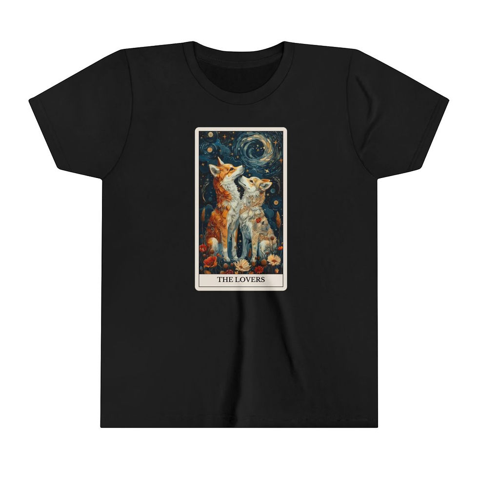 Thumbnail: The Lovers Tarot Card t-shirt with dogs 