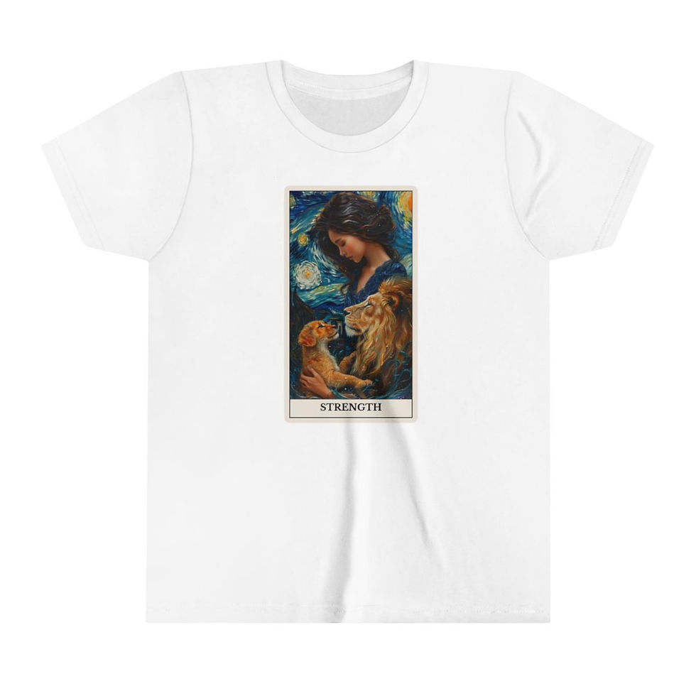 Thumbnail: Strength Tarot Card youth t-shirt with dogs