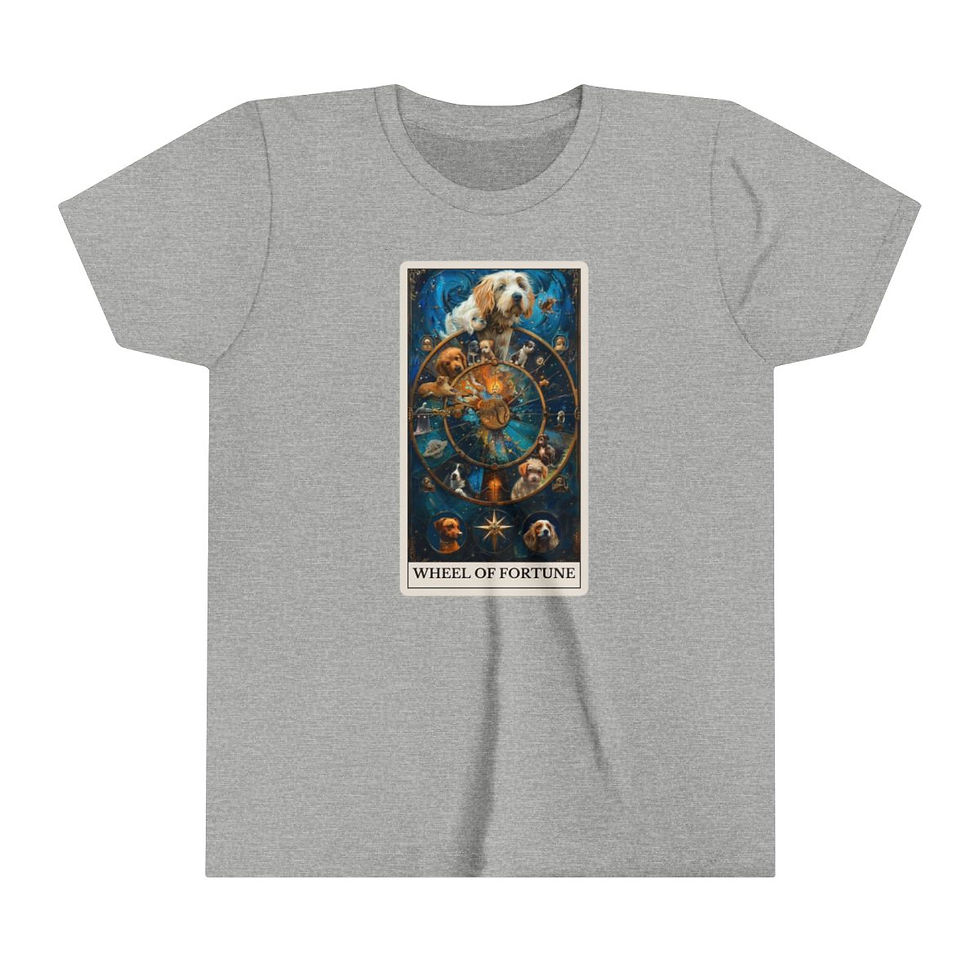 Thumbnail: Wheel of Fortune Tarot Card youth t-shirt with dogs