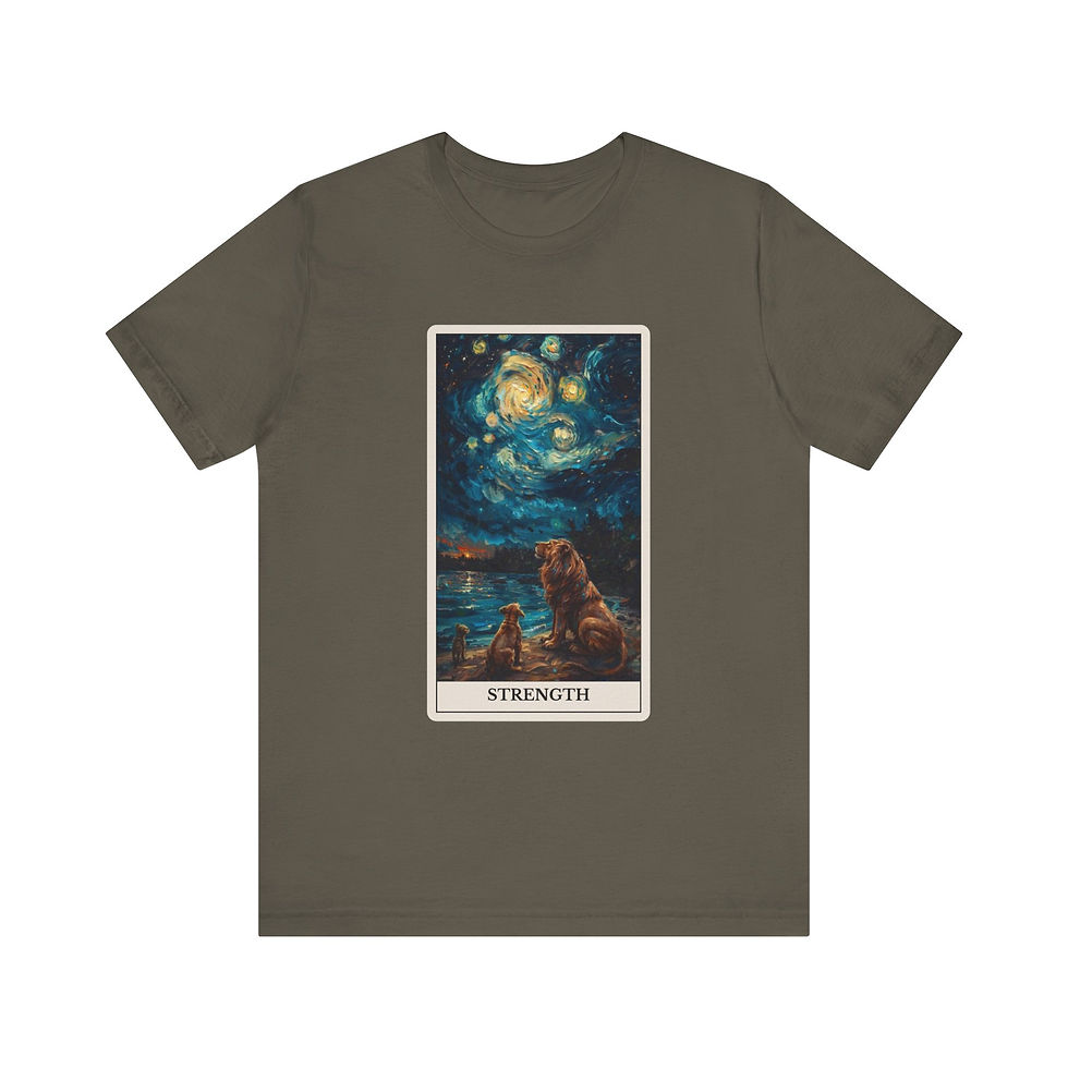Thumbnail: Strength Tarot Card t-shirt with dogs