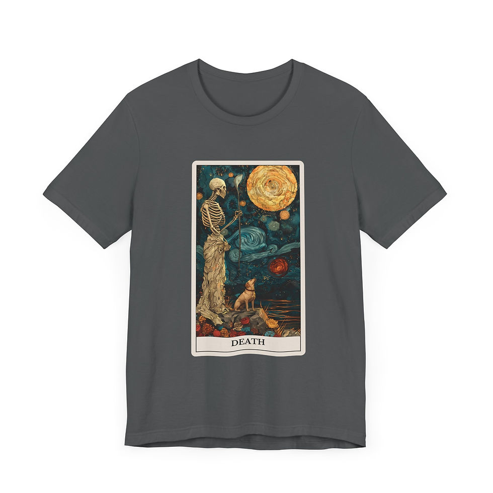 Thumbnail: Death Tarot Card t-shirt with dogs 