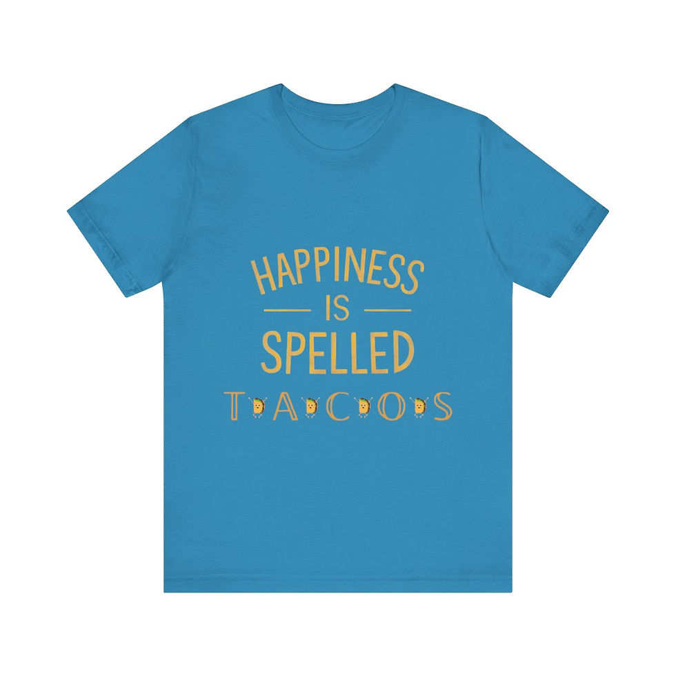 Thumbnail: Happiness is Spelled Tacos Fun T-shirt Unisex Jersey Short Sleeve Tee