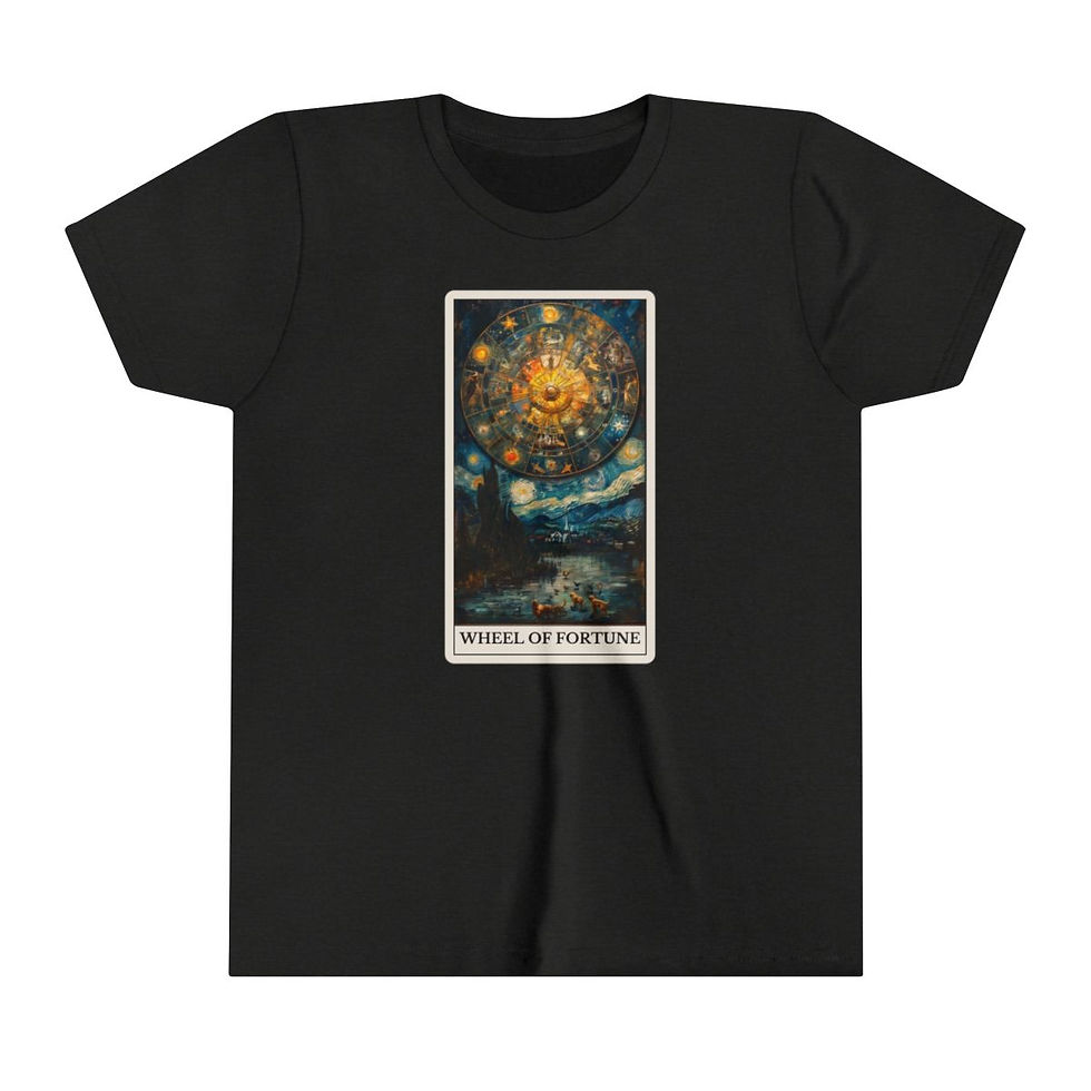 Thumbnail: Wheel of Fortune Tarot Card youth t-shirt with dogs