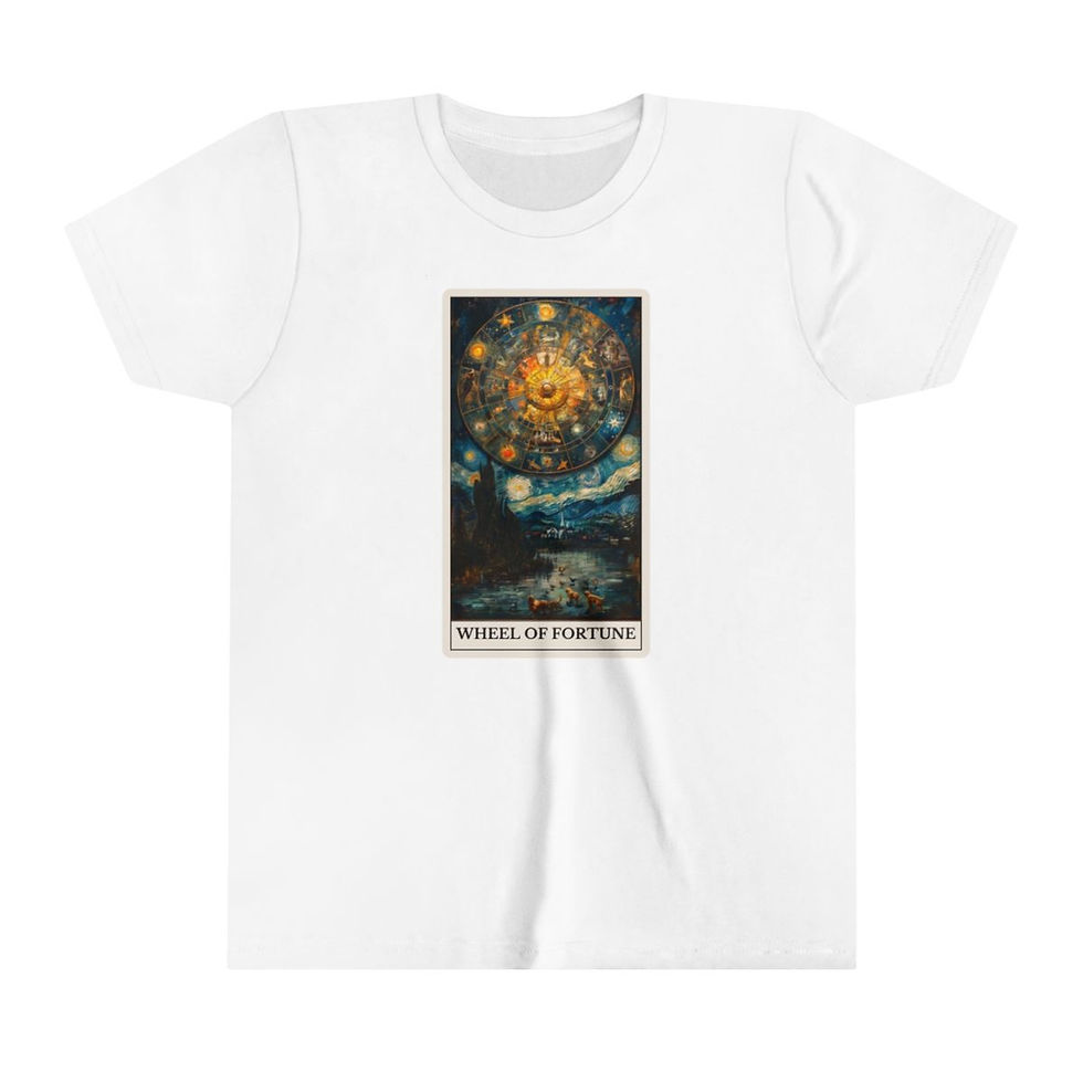 Thumbnail: Wheel of Fortune Tarot Card youth t-shirt with dogs
