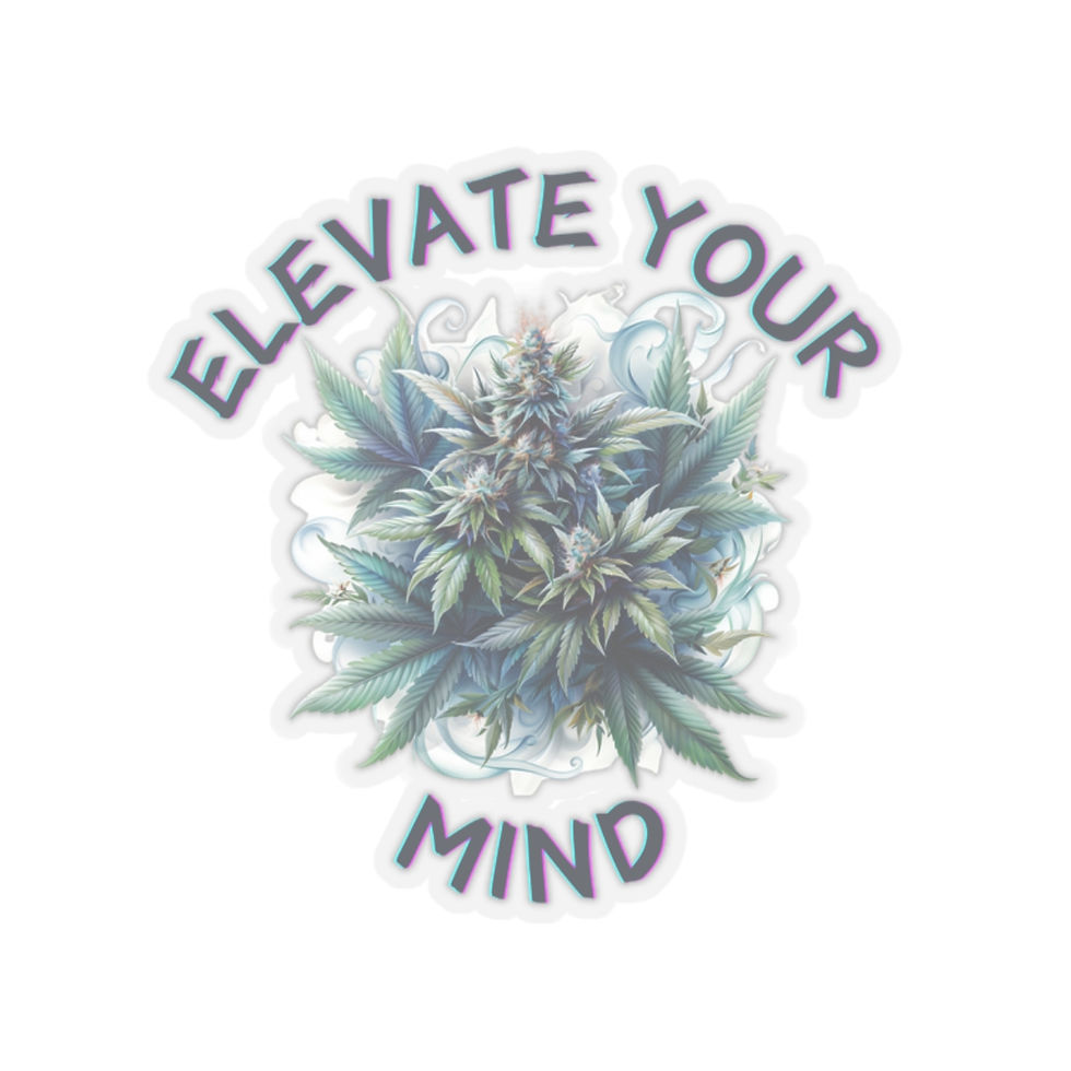 Thumbnail: Elevate your mind- Cannabis, weed, bud, pot, marijuana Kiss-Cut Stickers