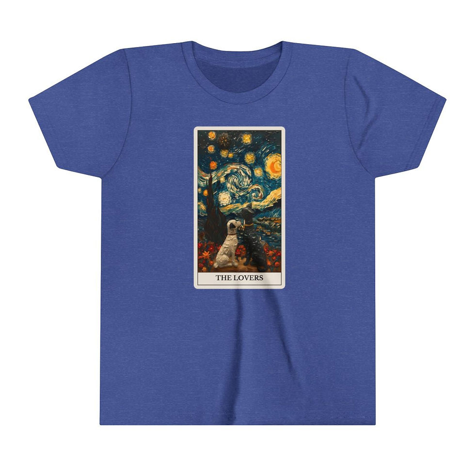 Thumbnail: The Lovers Tarot Card youth t-shirt with dogs