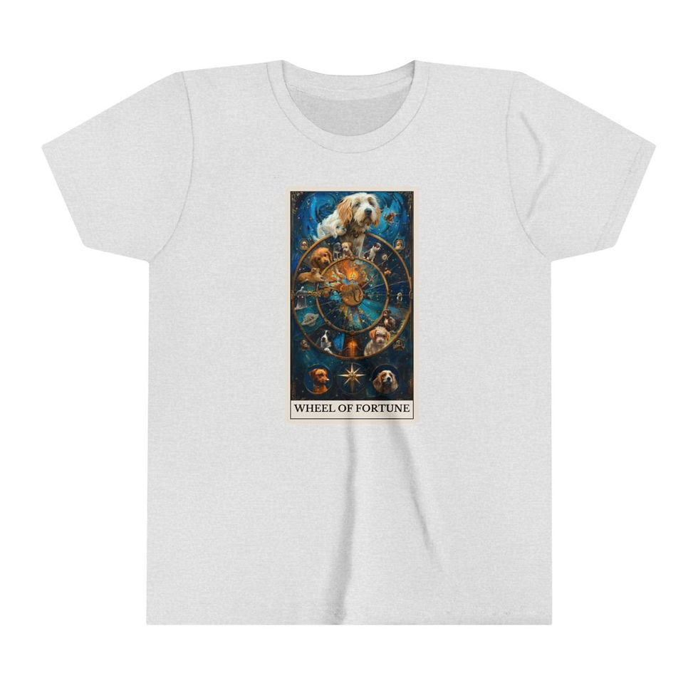 Thumbnail: Wheel of Fortune Tarot Card youth t-shirt with dogs