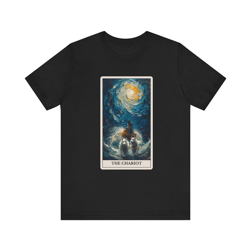 The Chariot Tarot Card t-shirt with dogs