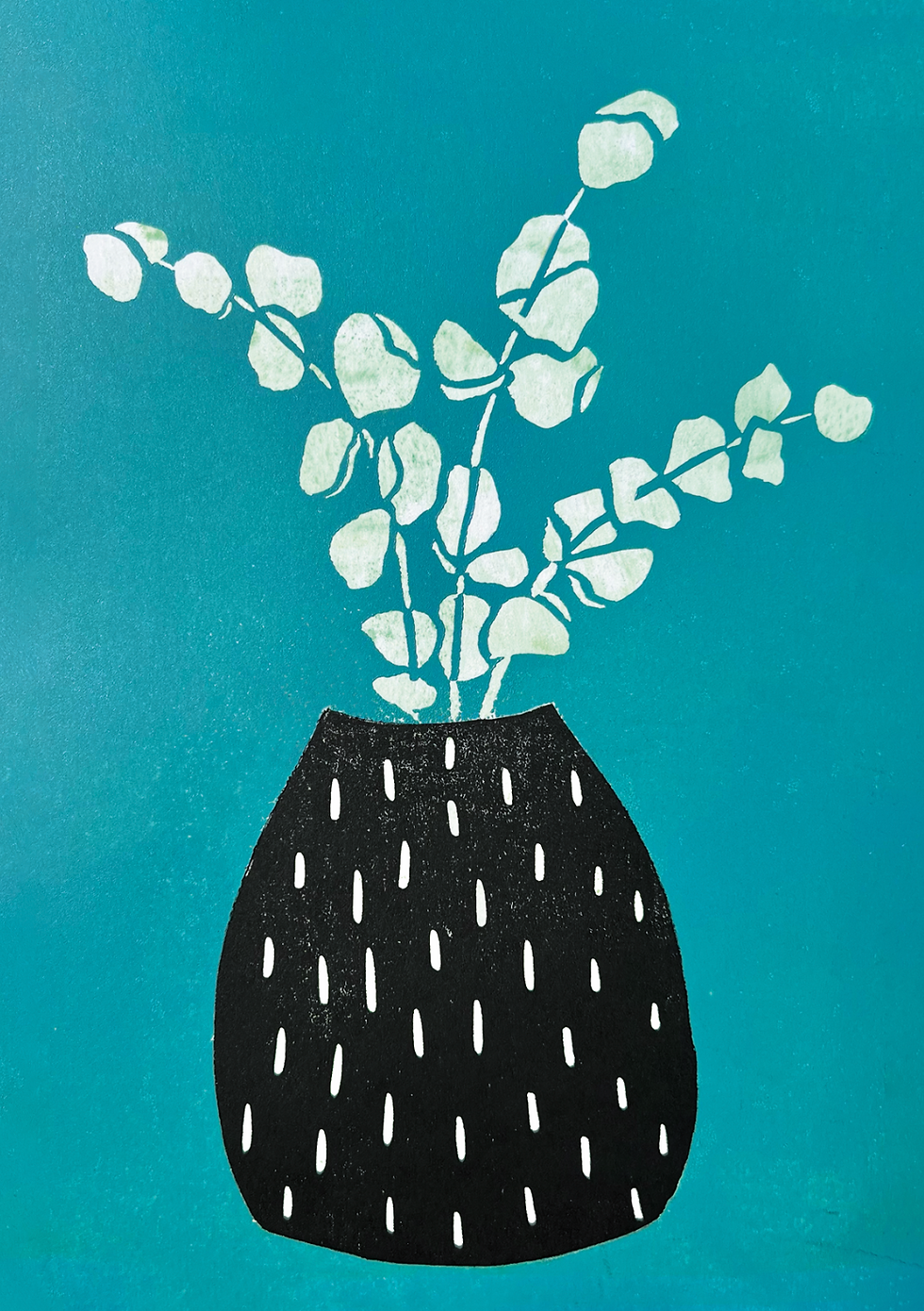 Thumbnail: EUCALYPTUS IN VASE - medium original block print