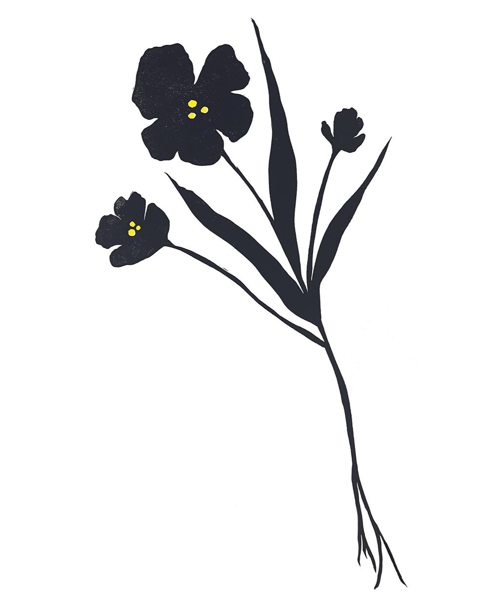 Thumbnail: ELEGANT FLORAL SILHOUETTE - large original block print