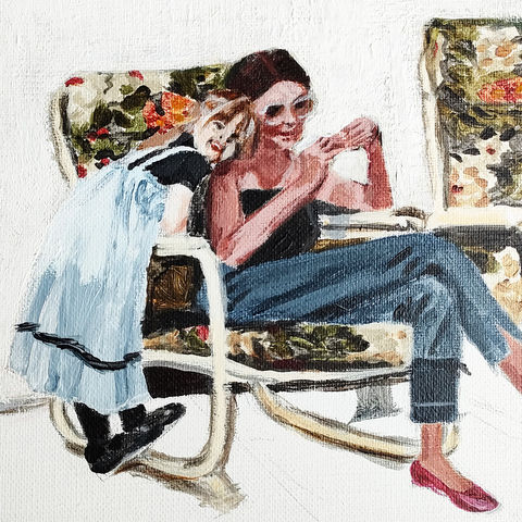 Mama en Ik Acrylverf Schilderij Jaren '80 Nostalgie Jaren Tachtig Acryl op Doek